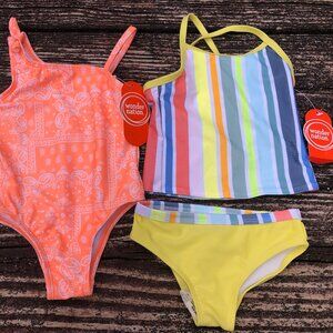 NWT Lot of 2 Girls Wonder Nation Swimsuits  Size 2T